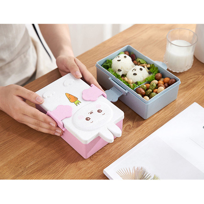 PP y trigo Straw Fibre Lunch Box 2 compartimientos Bento
