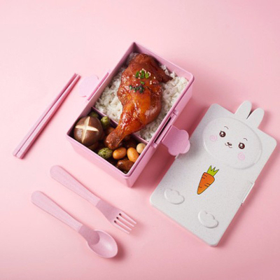 PP y trigo Straw Fibre Lunch Box 2 compartimientos Bento