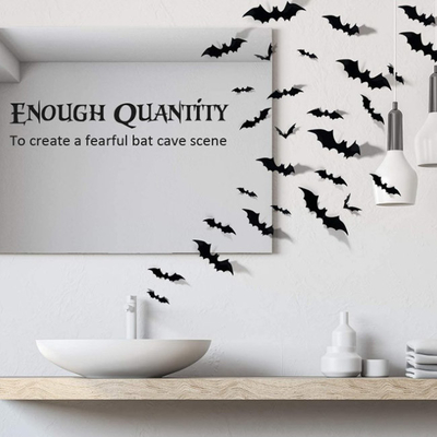 12pcs la Navidad del PVC Halloween adorna los palos negros de las etiquetas engomadas 3D para la decoración de la pared