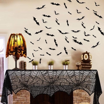 12pcs la Navidad del PVC Halloween adorna los palos negros de las etiquetas engomadas 3D para la decoración de la pared