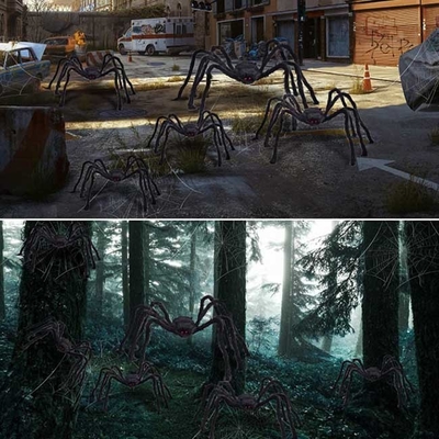 Araña melenuda realista virtual del carnaval de Halloween de los ornamentos fantasmagóricos de la Navidad