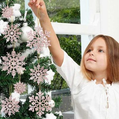 el copo de nieve blanco del brillo plástico 36pcs adorna para la Navidad