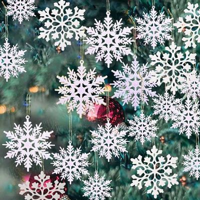 el copo de nieve blanco del brillo plástico 36pcs adorna para la Navidad