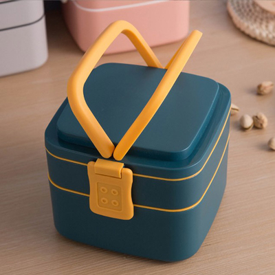 Fiambrera multi plástica Bento With Spoon 1000ml 1400ml del compartimiento de la capa doble