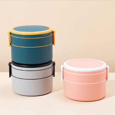 Fiambrera multi plástica Bento With Spoon 1000ml 1400ml del compartimiento de la capa doble