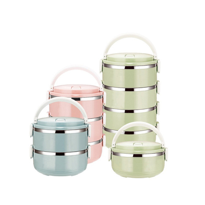 Envase de comida aislado termal de acero inoxidable acodado de la caja termal de Tiffin para el estudiante