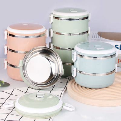 Envase de comida aislado termal de acero inoxidable acodado de la caja termal de Tiffin para el estudiante