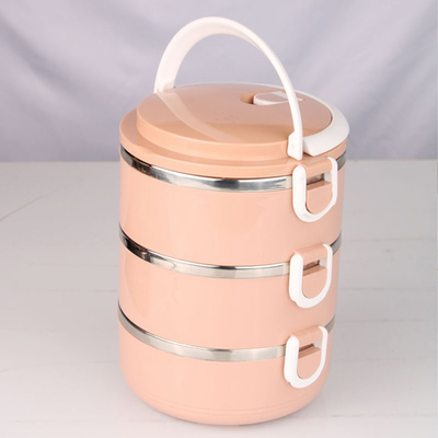 Envase de comida aislado termal de acero inoxidable acodado de la caja termal de Tiffin para el estudiante