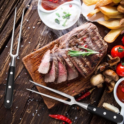 Bifurcación de acero inoxidable de la BARBACOA del filete de 12 pulgadas para la parrilla de la carne asada de la cocina