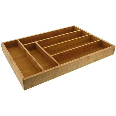 Organizador ajustable Divider de Tray Bamboo Kitchen Utensil Drawer del almacenamiento de los cubiertos