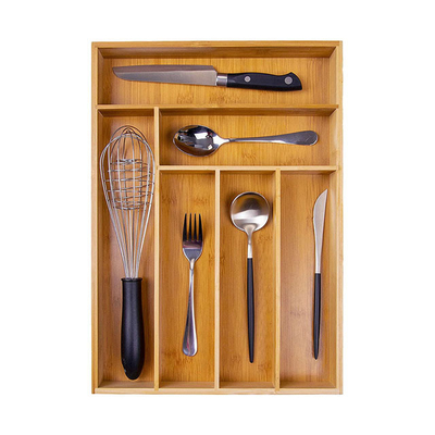 Organizador ajustable Divider de Tray Bamboo Kitchen Utensil Drawer del almacenamiento de los cubiertos