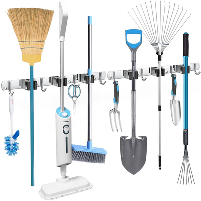 Fregona de acero inoxidable del soporte de la pared y tenedor de la escoba para el cuarto de baño casero de la cocina