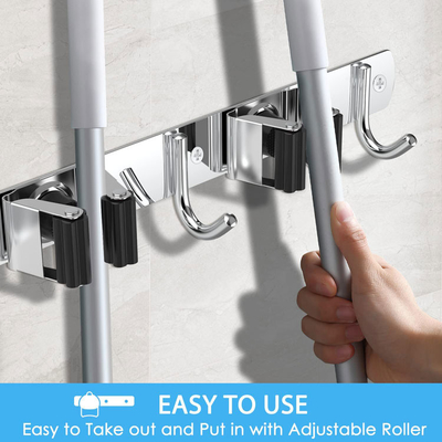 Fregona de acero inoxidable del soporte de la pared y tenedor de la escoba para el cuarto de baño casero de la cocina