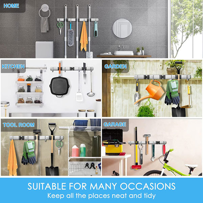 Fregona de acero inoxidable del soporte de la pared y tenedor de la escoba para el cuarto de baño casero de la cocina