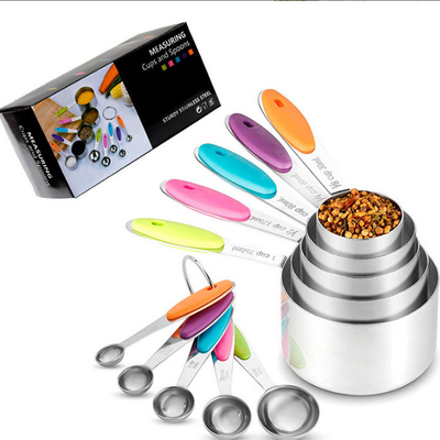 tazas y cucharas de medición de acero inoxidables 10pcs fijadas para cocinar y cocer