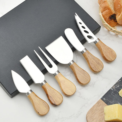 cuchillos del queso de 4pcs 6pcs fijados con acero inoxidable de la manija de madera