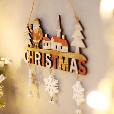Puerta de madera de la Navidad del restaurante casero que cuelga Santa Snowman Elk Decoration