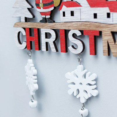 Puerta de madera de la Navidad del restaurante casero que cuelga Santa Snowman Elk Decoration
