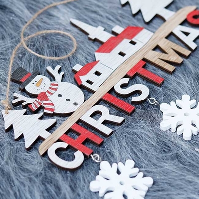 Puerta de madera de la Navidad del restaurante casero que cuelga Santa Snowman Elk Decoration