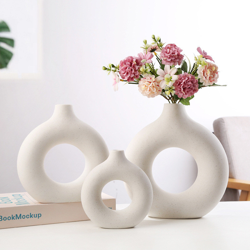 Florero redondo multicolor nórdico del buñuelo de la flor para la decoración casera