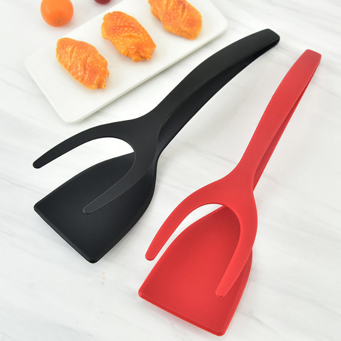 Barbacoa 2 de Fried Egg Double Spatula Bread en 1 apretón Flip Tongs Pp Material
