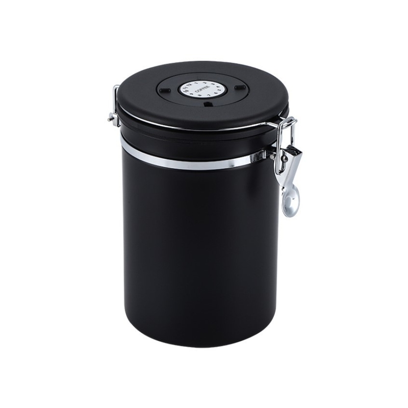 bote esencial de acero inoxidable de 500g Barista Tools Coffee Airtight con la válvula y la cuchara del CO2