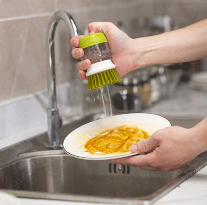 Cepillo del plato con el cepillo de la palma del dispensador del jabón para el fregadero Pan Pot Washing del plato y la limpieza