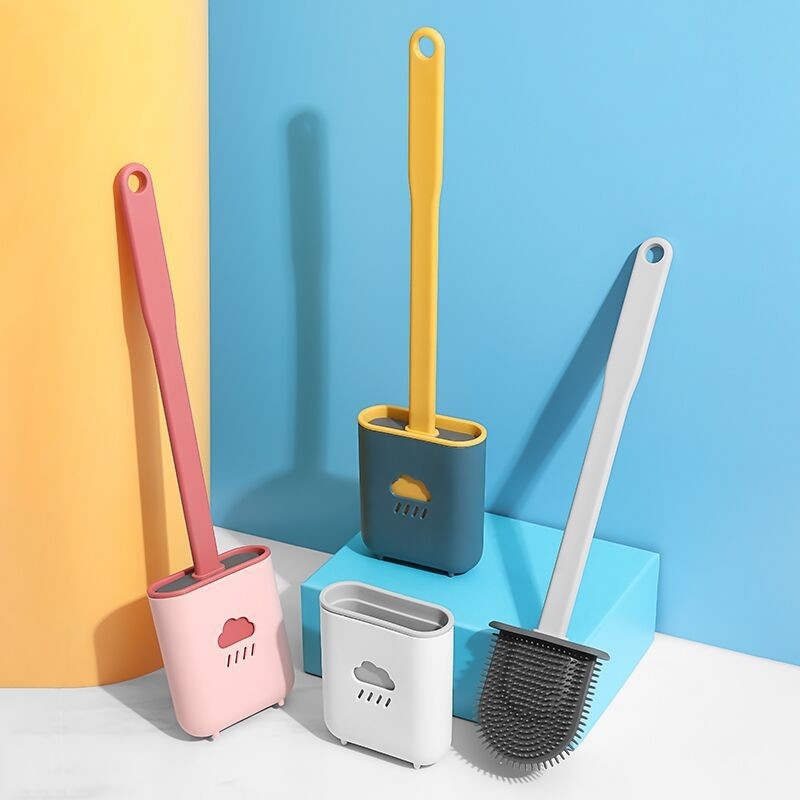 Cepillo plástico del retrete del silicón de los productos de los electrodomésticos lindos del multicolor con el tenedor