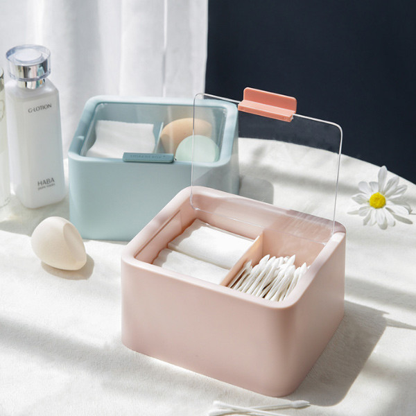 Caja del dispensador del envase de plástico para el organizador Cotton Storage del almacenamiento del cuarto de baño