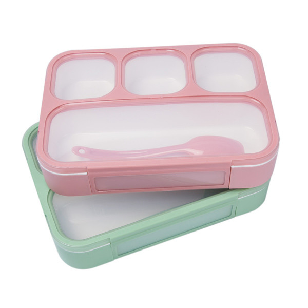 Estudiante plástico Lunch Box Eco Bento Box With Spoon amistoso de la escuela de 4 PP del compartimiento