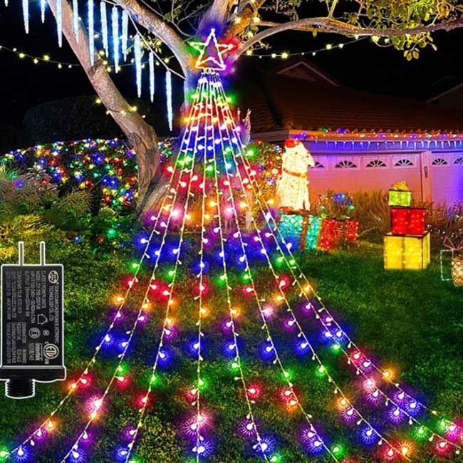La Navidad al aire libre impermeable de Halloween adorna la estrella que el alambre enciende multicolor