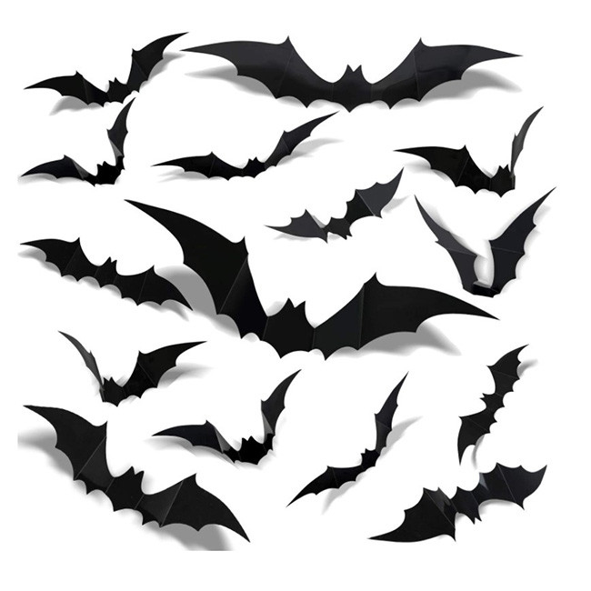 12pcs la Navidad del PVC Halloween adorna los palos negros de las etiquetas engomadas 3D para la decoración de la pared