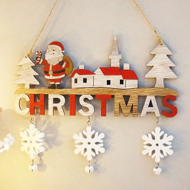 Puerta de madera de la Navidad del restaurante casero que cuelga Santa Snowman Elk Decoration